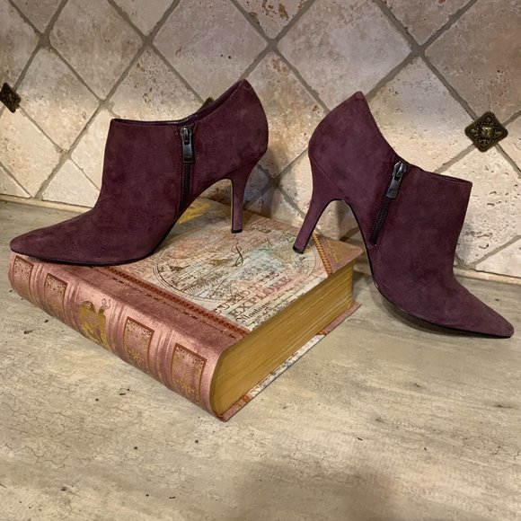 Nine West Purple Suede Booties Size 7 - Picture 3 of 12